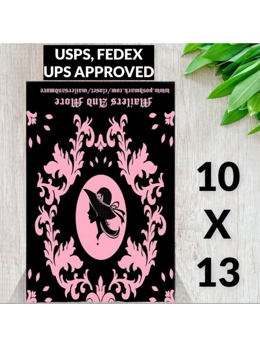25 10X13 Poly Mailers Pink Vintage Lady Envelopes PRICE IS FIRM - Picture 11 of 12